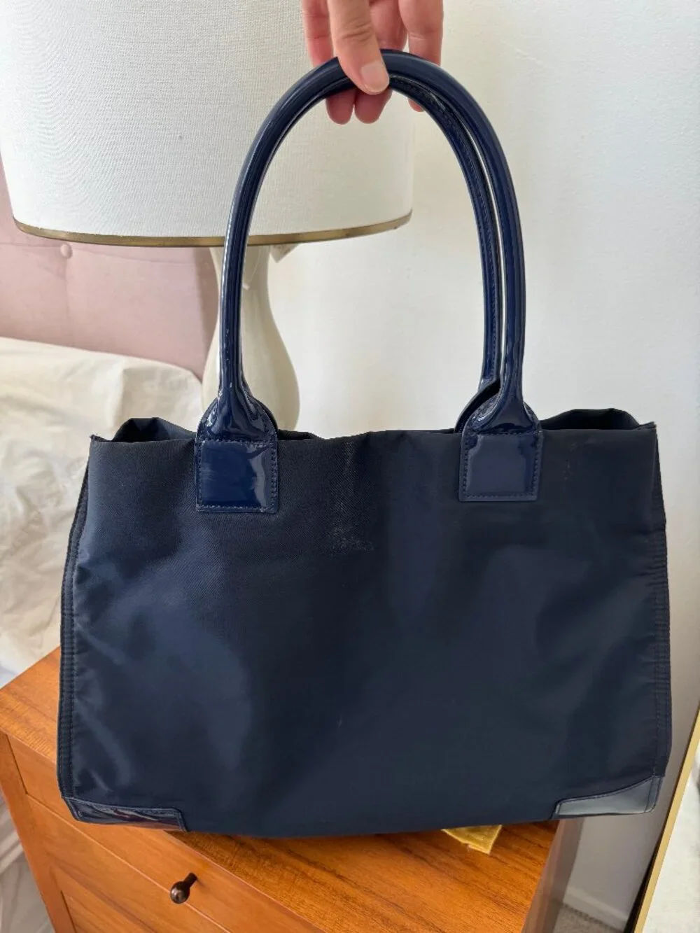 Tory Burch Ella Large Nylon Tote French Navy Work Travel Bag